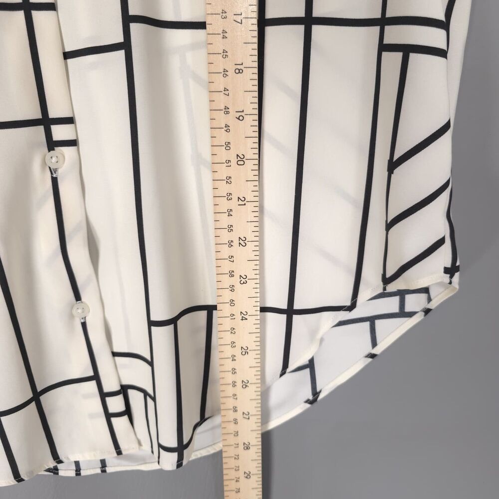 EXPRESS‎ New Women's Top Shirt XS Geometric Black Cream Boyfriend Portofino - Picture 4 of 11